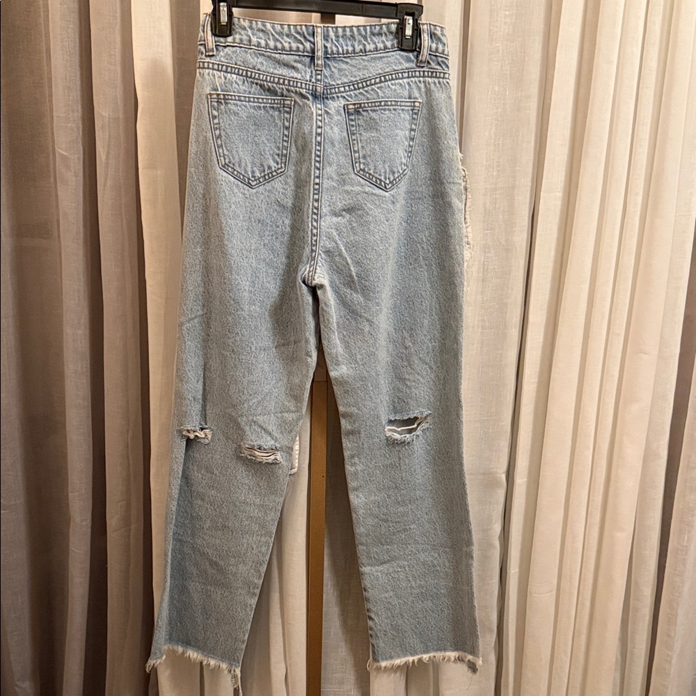 Distressed Patchwork Blue Jeans - image 9